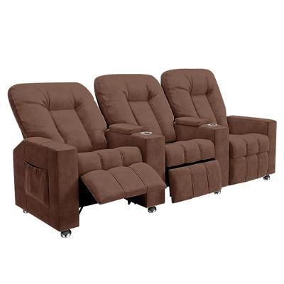 Poltrona Reclinável Para Cinema 3 Lugares Praddo Fh9 Veludo Terracota - Mpozenato
