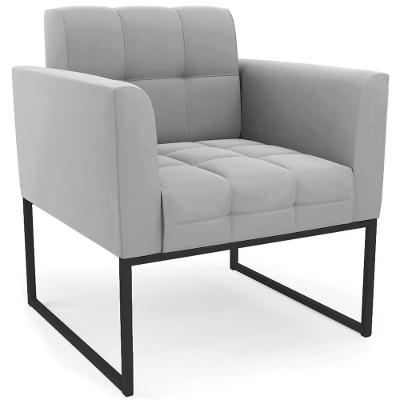 Poltrona Decorativa Ana Suede Cinza Base Industrial Preto Ibiza