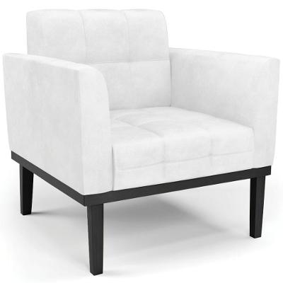 Poltrona Decorativa Ana Branco Preto Couro Sintético Ibiza