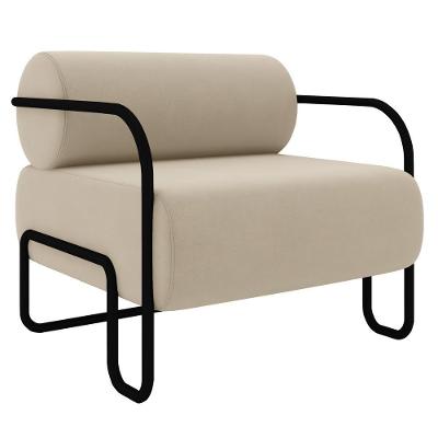 Poltrona Decorativa Kira K04 Para Sala Industrial Veludo Bege Mpozenato