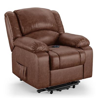 Poltrona Do Papai Reclinável Pietra Elevação Lift Elétrico Fh9 Pu Marrom Brilho - Mpozenato