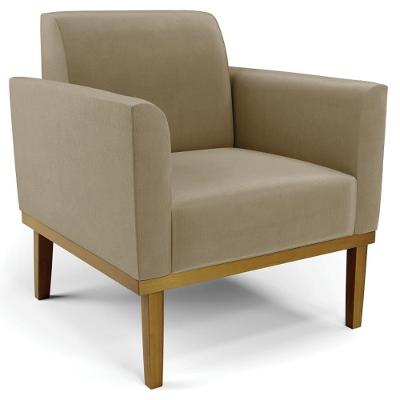 Poltrona Decorativa Base Madeira Castanho Maressa Suede Marrom Rt - Ibiza