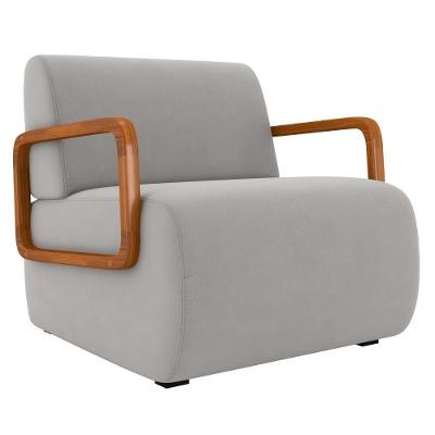 Poltrona Decorativa Orgânica Belarus K04 Para Sala Veludo Cinza Mpozenato