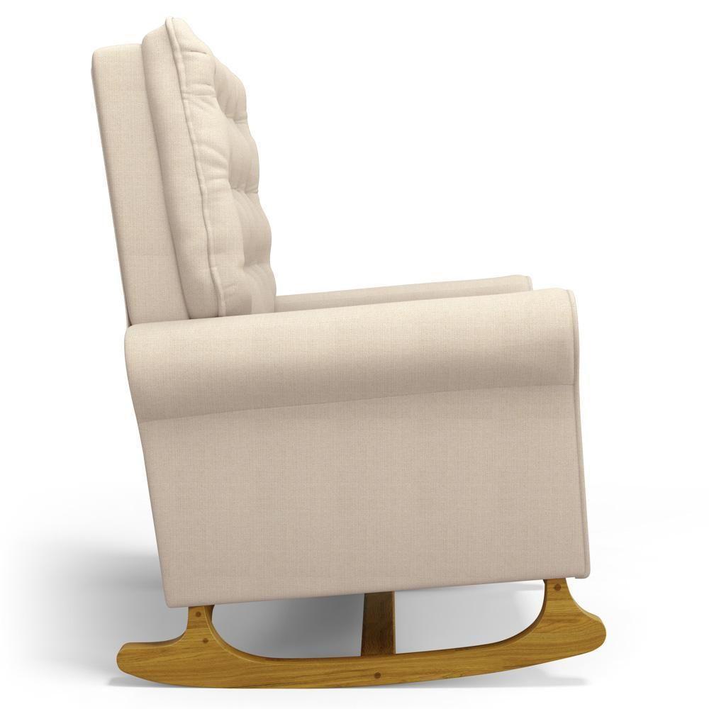 Kit 02 Poltronas De Amamentação E Descanso Base Madeira Balanço Brenda G05 Linho Creme - Mpozenato - 5