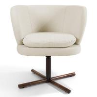 Kit 2 Poltronas Decorativas Melissa Base Xis Giratória Veludo C-309 Bege - Domi - 3