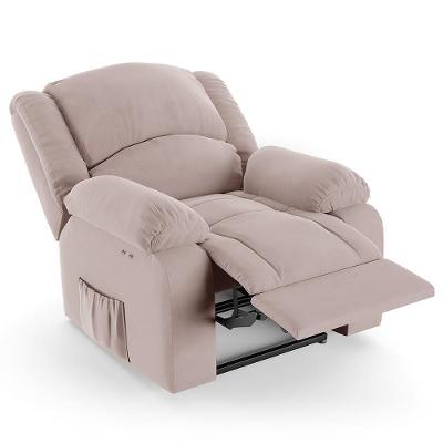 Poltrona Do Papai Reclinável Pietra Power Touch Usb Fh9 Veludo Rosê - Mpozenato