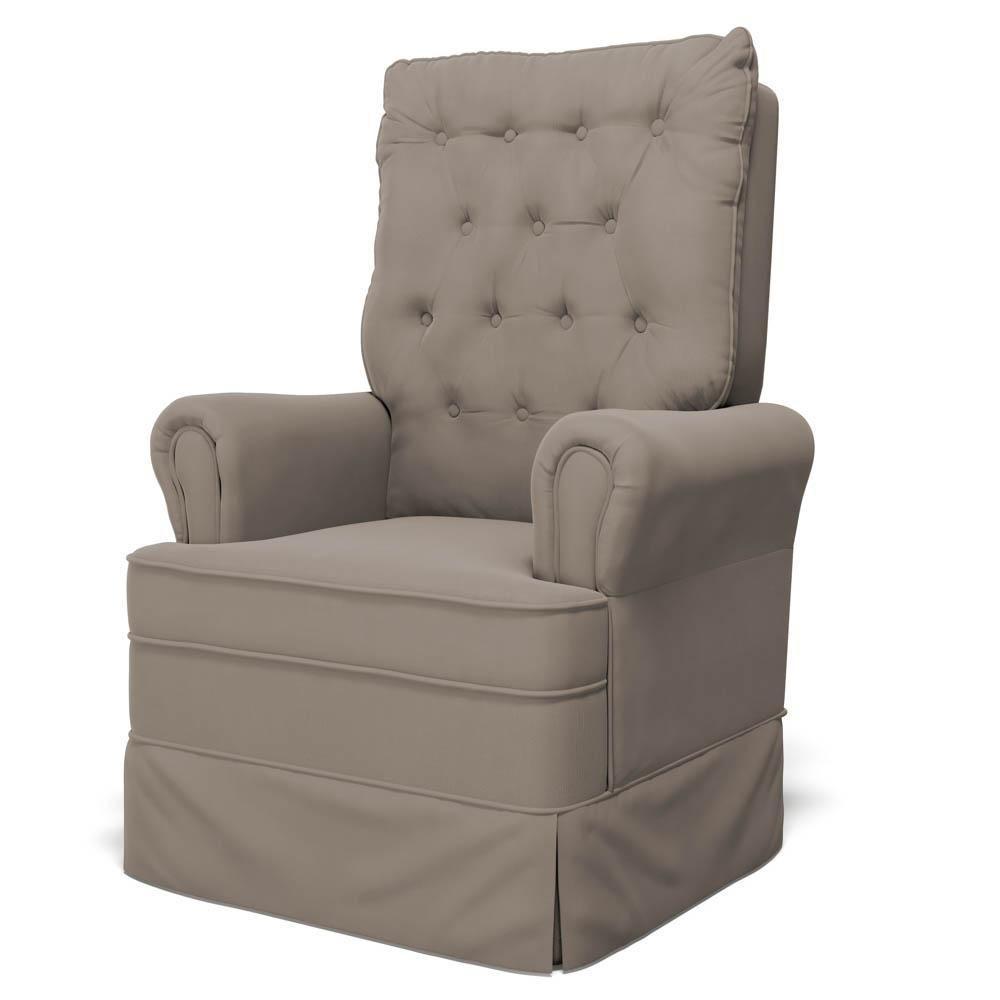 Poltrona De Amamentação E Descanso Com Balanço E Puff Laís G05 Veludo Areia - Mpozenato - 8