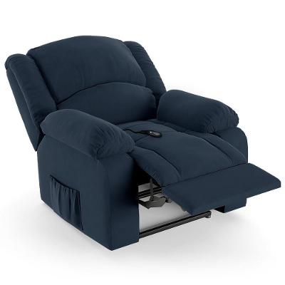 Poltrona Do Papai Reclinável Pietra Controle Power Elétrico Fh9 Veludo Azul - Mpozenato