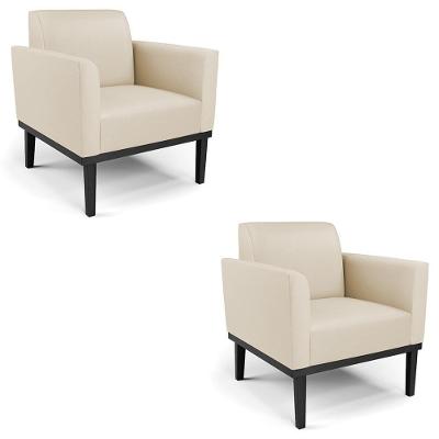 Kit 2 Poltronas Maressa Para Sala Couro Sintético Bege Ibiza