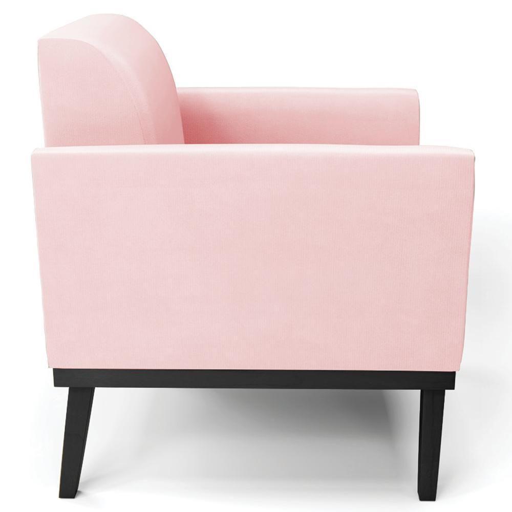 Poltrona Base Madeira Preto Kit 2 Maressa Suede Rosa Bebê - Ibiza - 8