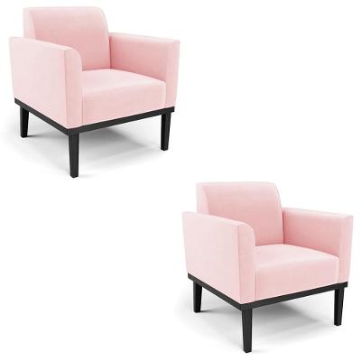 Kit 2 Poltronas Maressa Sala De Estar Suede Preto Rosa Ibiza