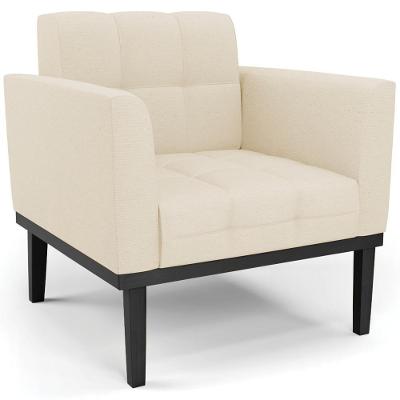 Poltrona Decorativa Ana Linho Bege Preto Ibiza