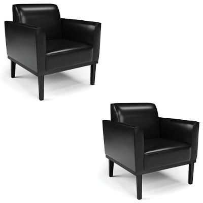 Kit 2 Poltronas Maressa Sala De Estar Sintético PU Preto Ibiza