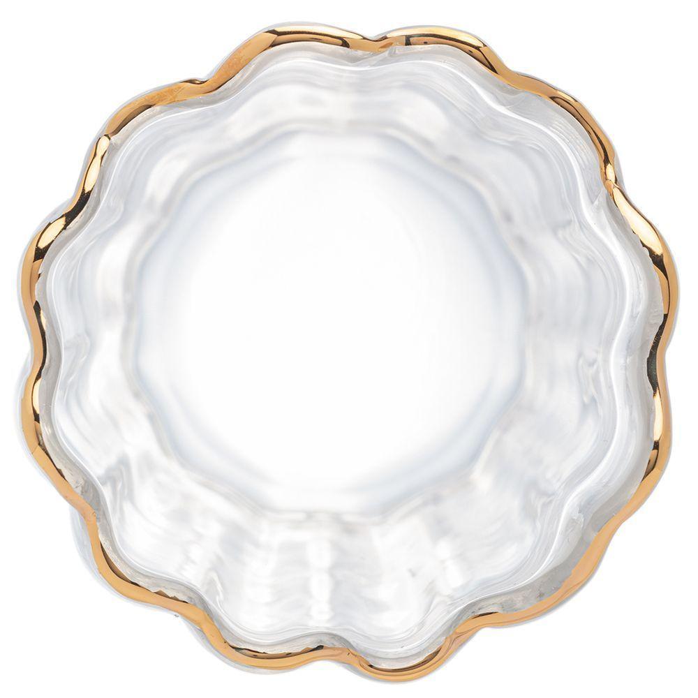 Vaso De Vidro Transparente Com Borda Dourada Para Flores Arranjos Plantas 10x25cm Wolff - 5