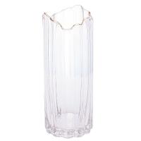 Vaso De Vidro Transparente Com Borda Dourada Para Flores Arranjos Plantas 10x25cm Wolff - 1