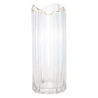 Vaso De Vidro Transparente Com Borda Dourada Para Flores Arranjos Plantas 10x25cm Wolff - 2