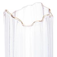 Vaso De Vidro Transparente Com Borda Dourada Para Flores Arranjos Plantas 10x25cm Wolff - 3