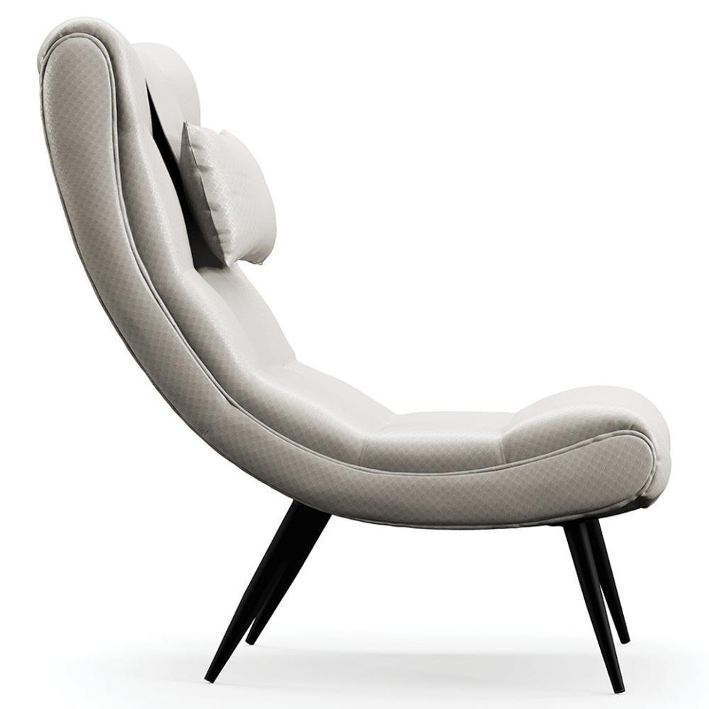 Kit 2 Poltronas Decorativas Para Sala De Estar Com Almofada E Pés Palito Lord Facto Prata - Ibiza - 7