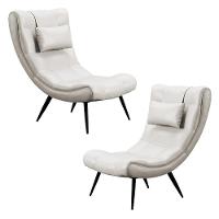 Kit 2 Poltronas Decorativas Para Sala De Estar Com Almofada E Pés Palito Lord Facto Prata - Ibiza - 1