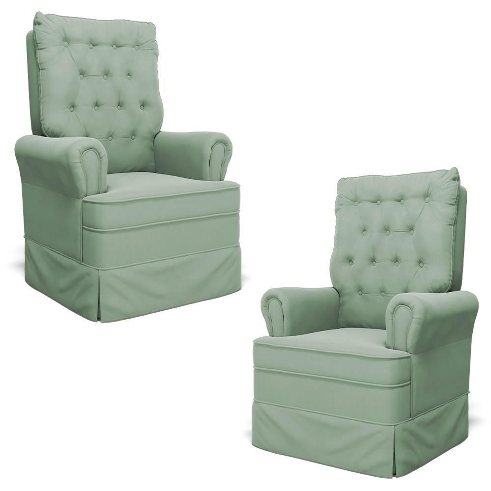 Kit 02 Poltronas De Amamentação E Descanso Com Balanço Laís G05 Veludo Verde - Mpozenato - 1
