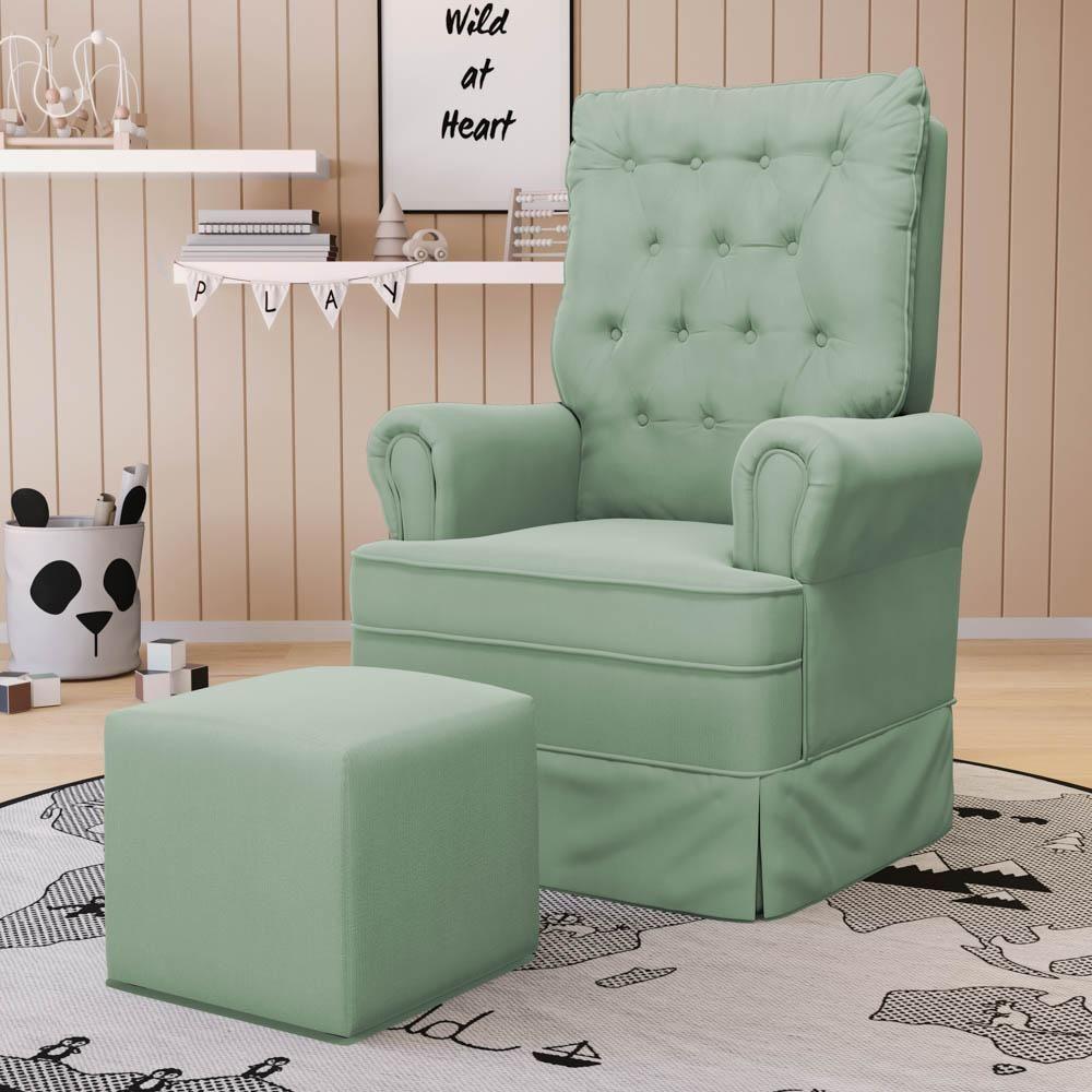 Kit 02 Poltronas De Amamentação E Descanso Com Balanço Laís G05 Veludo Verde - Mpozenato - 2
