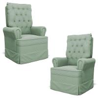 Kit 02 Poltronas De Amamentação E Descanso Com Balanço Laís G05 Veludo Verde - Mpozenato - 1