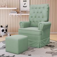 Kit 02 Poltronas De Amamentação E Descanso Com Balanço Laís G05 Veludo Verde - Mpozenato - 2