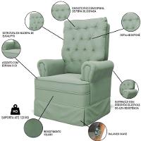 Kit 02 Poltronas De Amamentação E Descanso Com Balanço Laís G05 Veludo Verde - Mpozenato - 3