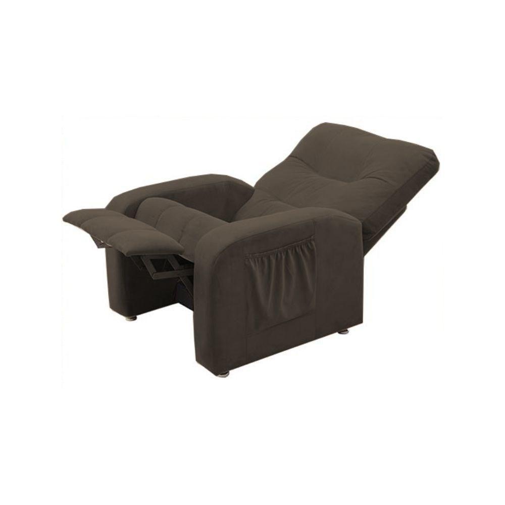 Poltrona Do Papai Reclinável Turim Veludo Marrom - Js Móveis - 2