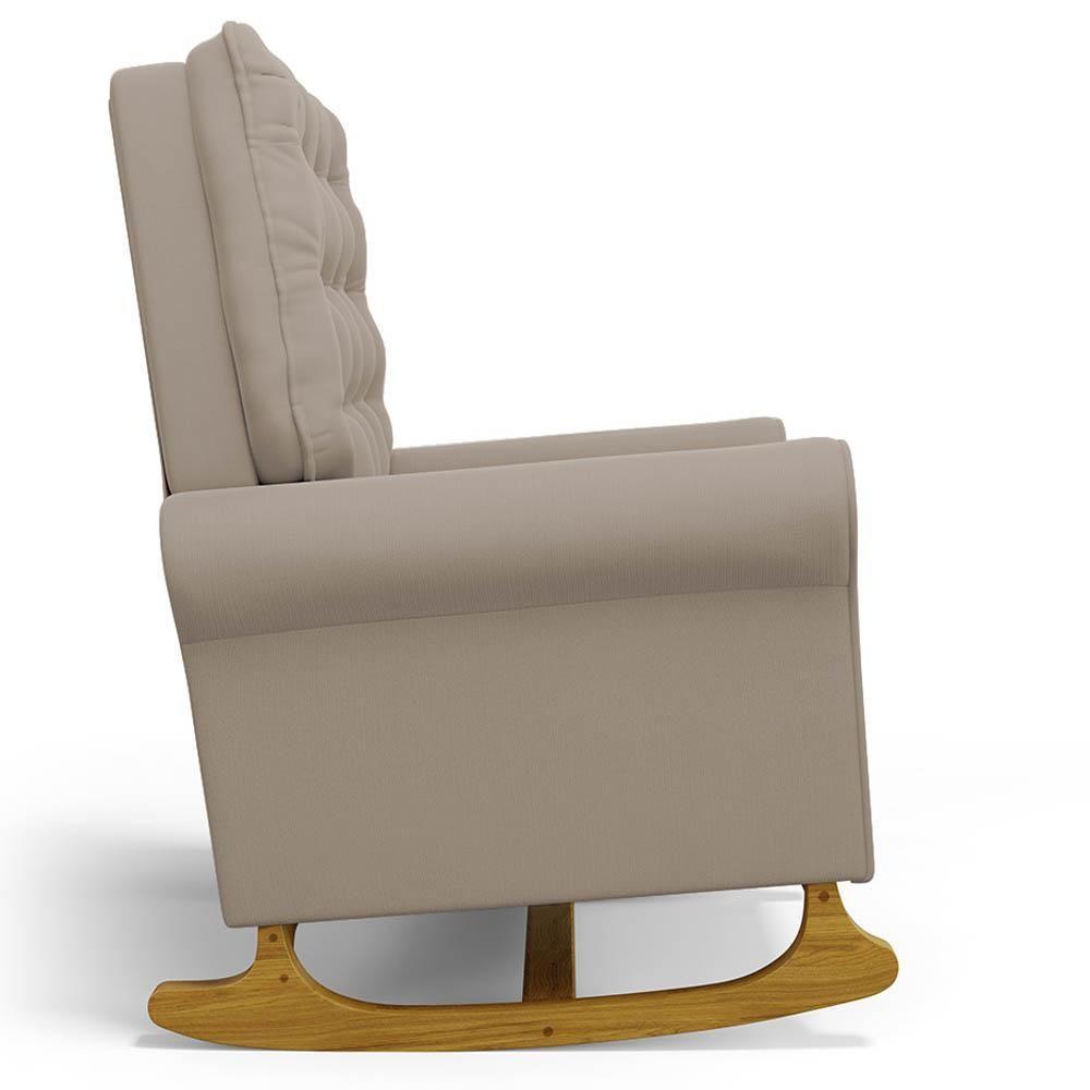 Kit 02 Poltronas De Amamentação Base Madeira Balanço Brenda G05 Veludo Bege - Mpozenato - 5