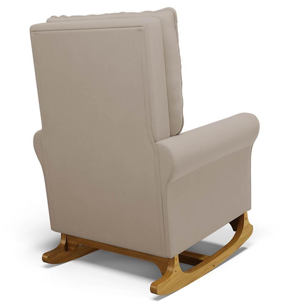 Kit 02 Poltronas De Amamentação Base Madeira Balanço Brenda G05 Veludo Bege - Mpozenato - 6
