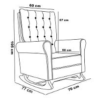 Kit 02 Poltronas De Amamentação Base Madeira Balanço Brenda G05 Veludo Bege - Mpozenato