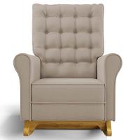 Kit 02 Poltronas De Amamentação Base Madeira Balanço Brenda G05 Veludo Bege - Mpozenato - 7