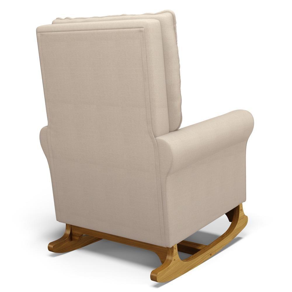 Poltrona De Amamentação E Descanso Base Madeira Com Balanço Brenda G05 Linho Creme - Mpozenato - 6