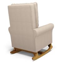 Poltrona De Amamentação E Descanso Base Madeira Com Balanço Brenda G05 Linho Creme - Mpozenato - 6