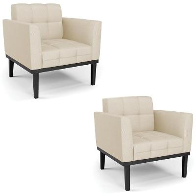 Kit 2 Poltronas Ana Sala De Estar Veludo Off White Ibiza