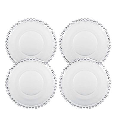 Jogo 4 Pratos Sobremesa Cristal Pearl Clear Wolff 19cm