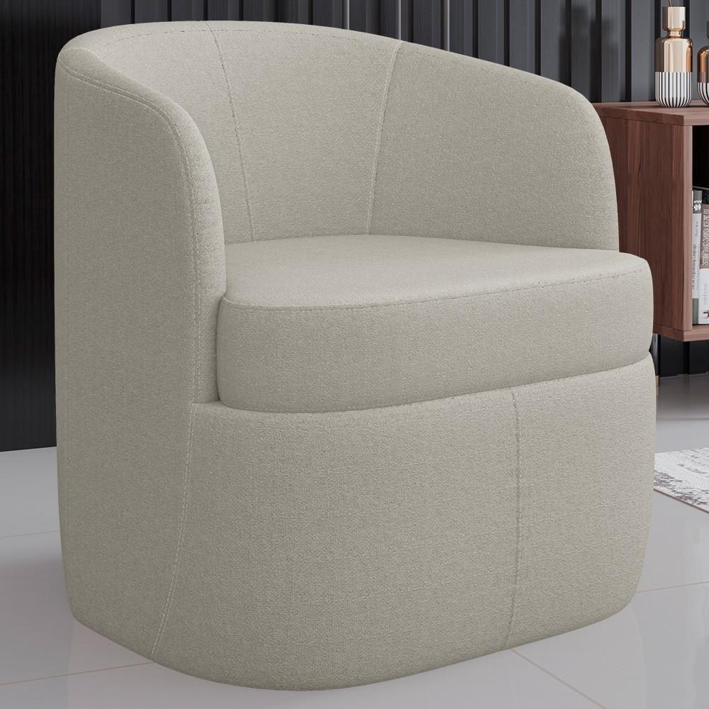 Kit 2 Poltronas Giratória Decorativa Para Sala Dandara K04 Bouclê Bege - Mpozenato - 2