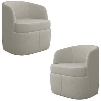 Kit 2 Poltronas Giratórias Decorativas Dandara K04 Bouclê Bege Mpozenato