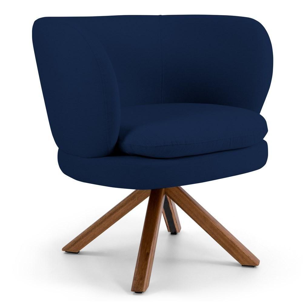 Kit 2 Poltronas Decorativas Melissa Base Giromad Giratória Veludo C-304 Azul Marinho - Domi - 2