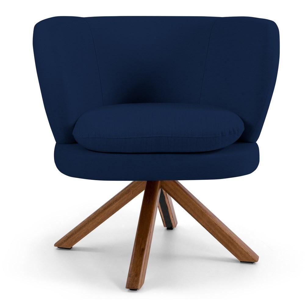 Kit 2 Poltronas Decorativas Melissa Base Giromad Giratória Veludo C-304 Azul Marinho - Domi - 3