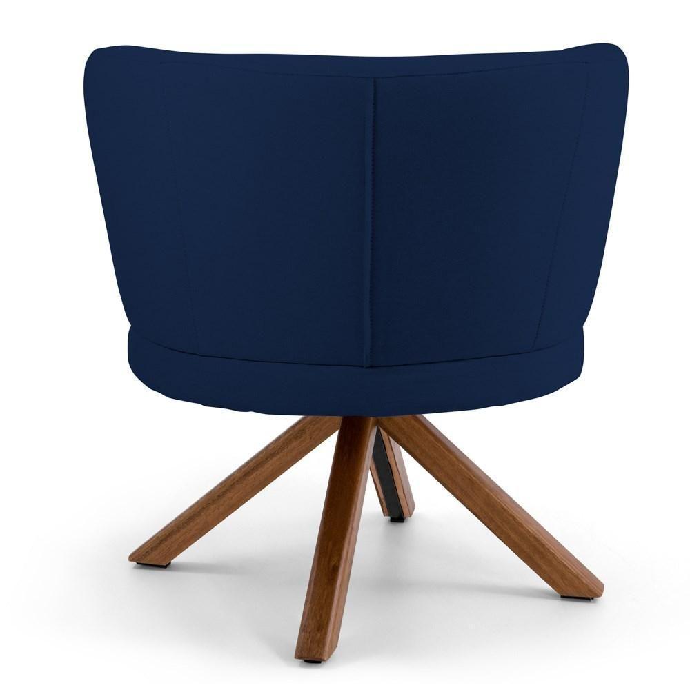 Kit 2 Poltronas Decorativas Melissa Base Giromad Giratória Veludo C-304 Azul Marinho - Domi - 6