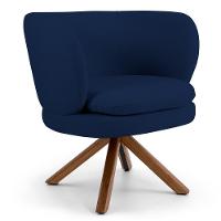 Kit 2 Poltronas Decorativas Melissa Base Giromad Giratória Veludo C-304 Azul Marinho - Domi - 2