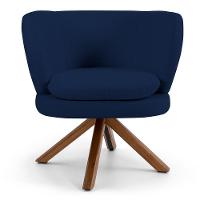 Kit 2 Poltronas Decorativas Melissa Base Giromad Giratória Veludo C-304 Azul Marinho - Domi - 3