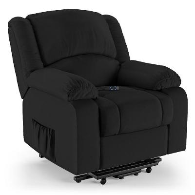 Poltrona Do Papai Reclinável Pietra Elevação Lift Elétrico Fh9 Pu Preto - Mpozenato