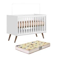 Berço Mini Cama Q Encanto Retrô Branco Acetinado Com Colchão Supreme - Qmovi Branco Acetinado - 1