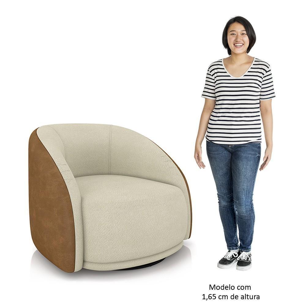 Poltrona Decorativa Giratória Kit 2 Lya M22 Boucle Bege/sintético Marrom - Mpozenato - 2
