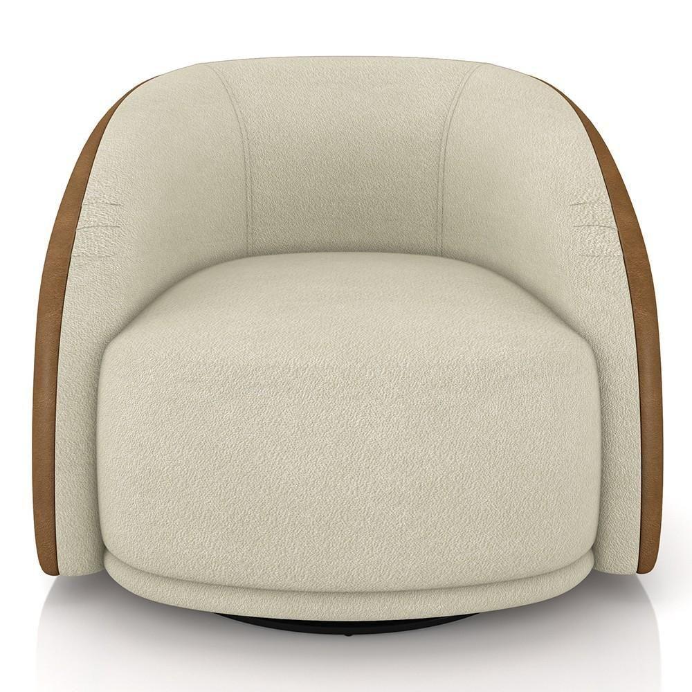 Poltrona Decorativa Giratória Kit 2 Lya M22 Boucle Bege/sintético Marrom - Mpozenato - 3