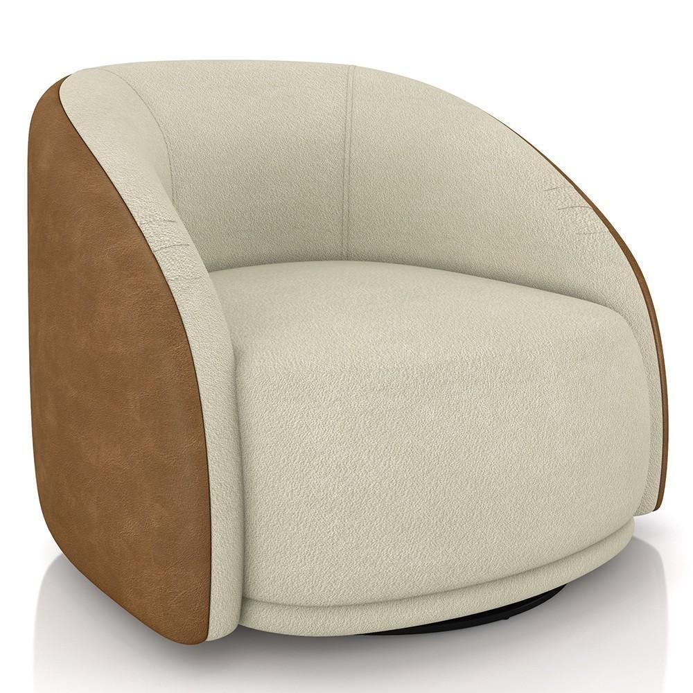 Poltrona Decorativa Giratória Kit 2 Lya M22 Boucle Bege/sintético Marrom - Mpozenato - 4