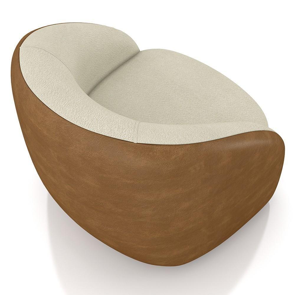 Poltrona Decorativa Giratória Kit 2 Lya M22 Boucle Bege/sintético Marrom - Mpozenato - 5